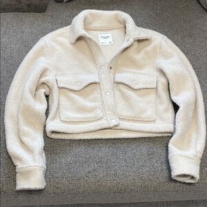 Abercrombie and Fitch Cream Teddy Cropped Jacket